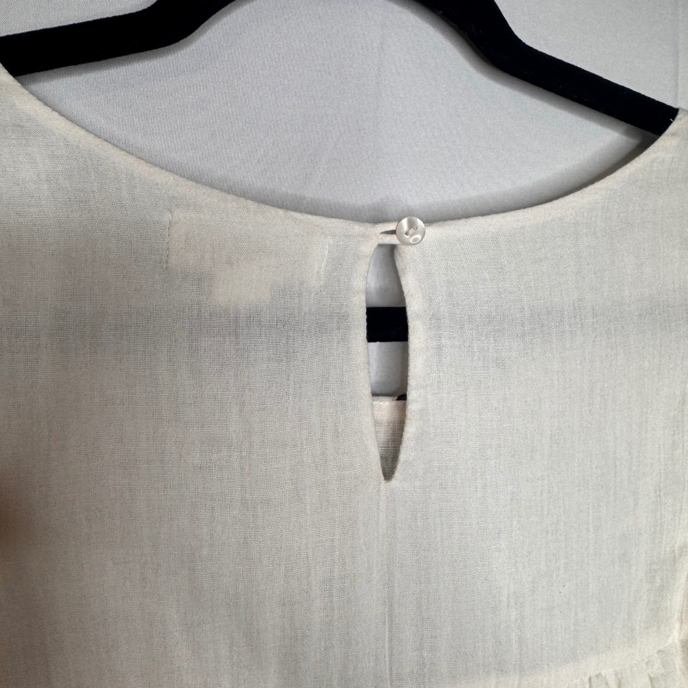 Velvet by Graham & Spencer 100% Cotton Embroidered Peasant Ivory Blouse Top Med - Picture 9 of 12